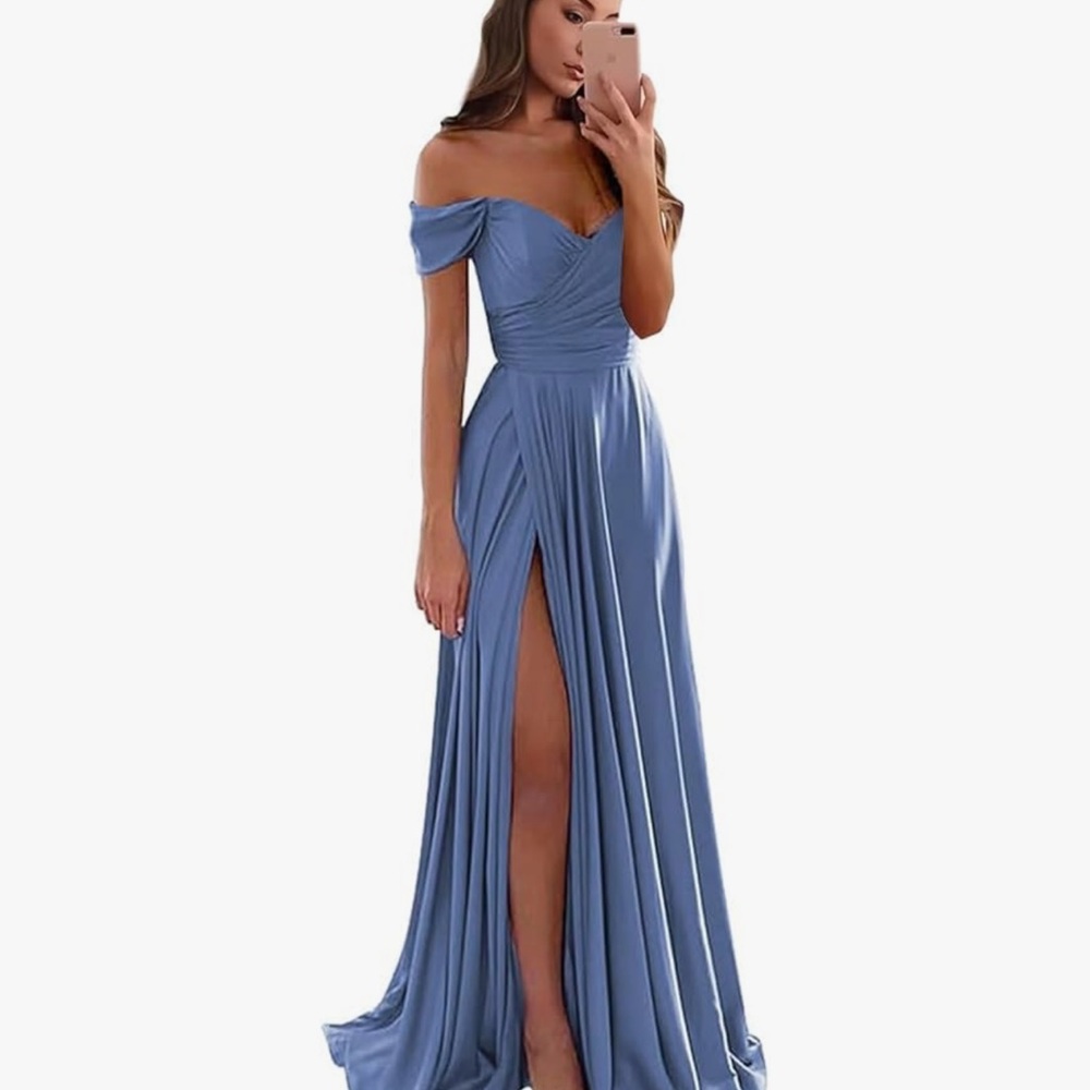 Blue Off-Shoulder Formal Gown NWT